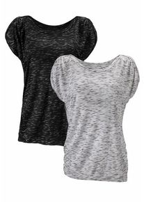Lascana Kurzarmshirt 'mit Schulterraffung' mehrfarbig Gr. 32/34 für Damen. Mit tiefer Rundhals. Bequem