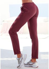 H.I.S. H.I.S Sweathose rubinrot Gr. 32/34 für Damen. Mit Logostickerei, Kordelzug, Logoschriftzug. Bequem. Nachhaltig.