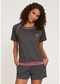 Vivance Dreams Shorty mehrfarbig Gr. 56/58 für Damen. Rundhals und Kontrastnaht, Kontraststreifen, Druck. Basic