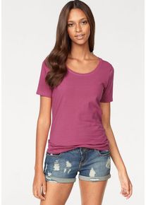 Vivance T-Shirt 'aus elastischer Baumwoll-Qualität' mehrfarbig Gr. 36/38 für Damen. Mit tiefer Rundhals. Bequem. Nachhaltig.