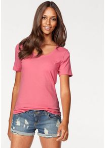 Vivance T-Shirt 'aus elastischer Baumwoll-Qualität' mehrfarbig Gr. 32/34 für Damen. Mit tiefer Rundhals. Bequem. Nachhaltig.