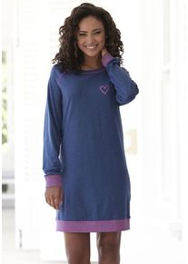 Vivance Dreams Nachthemd mehrfarbig Gr. 32/34 für Damen. Rundhals und Kontraststreifen, Druck, Kontrastnähte. Loose Fit. Nachhaltig.