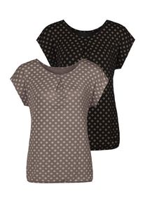 Lascana Kurzarmshirt 'mit Kellerfalte am Ausschnitt' mehrfarbig Gr. 32/34 für Damen. Rundhals und Allover-Druck. Figurumspielend. Nachhaltig.