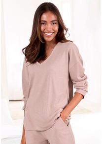 Vivance Dreams Langarmshirt pink Gr. 32/34 für Damen. Mit V-Ausschnitt. Loose Fit