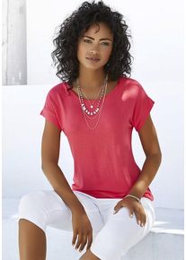 Vivance Kurzarmshirt 'mit Gummizug im Bund' orange Gr. 32/34 für Damen. Mit Rundhals. Bequem