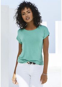 Vivance Kurzarmshirt 'mit Gummizug im Bund' grün Gr. 32/34 für Damen. Mit Rundhals. Bequem