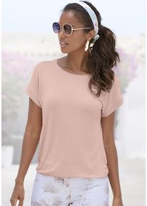 Vivance Kurzarmshirt 'mit Gummizug im Bund' pink Gr. 40/42 für Damen. Mit Rundhals. Bequem