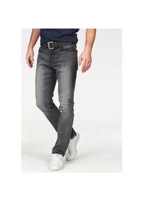 Straight-Jeans Bruno Banani "Hutch" Gr. 34, Länge 30, grau (grau, washed) Herren Jeans gerade Beinform, mit Destroyed-Effekten, niedrige Leibhöhe