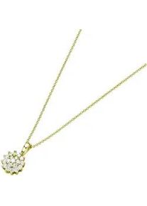 Goldkette Luigi Merano "Blüte mit Brillanten, Gold 585" Halsketten Gr. 45cm, Gelbgold 585, weiß Damen