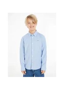 Langarmhemd Tommy Hilfiger "BOYS STRETCH OXFORD SHIRT L/S" Gr. 6 (116), N-Gr, blau (calm blau) Jungen Hemden Kinder bis 16 Jahre, Button-down-Kragen, Langarm, Logo-Flag