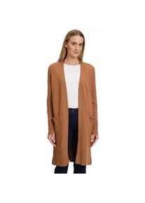 Strickjacke Betty Barclay "Betty Barclay Longstrickjacke mit aufgesetzten Taschen" Gr. 38, braun (walnut melange) Damen Strickjacken Material