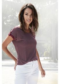 Vivance Kurzarmshirt 'mit dekorativem Ärmelsaum' pink Gr. 32/34 für Damen. Rundhals und Allover-Druck. Bequem. Nachhaltig.