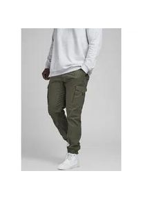 Jack & Jones PlusSize Cargohose JACK & JONES PLUSSIZE "PAUL FLAKE" Gr. 42, Länge 34, grün (olivgrün) Herren Hosen Bis Weite 48