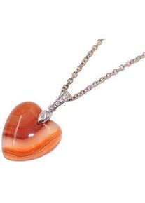 Kette mit Anhänger Firetti "Schmuck Geschenk, Achat Herz" Halsketten Gr. Silber 925 (Sterlingsilber)-Edelstahl, L: 50cm B: 2mm, orange (silberfarben, edelstahlfarben, orangerot) Damen Made in Germany - mit Achat, Kristallstein