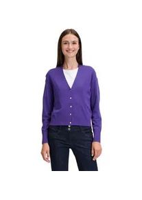 Strickjacke Betty Barclay "Betty Barclay Feinstrickjacke mit V-Ausschnitt" Gr. 36, blau (blau violet) Damen Strickjacken Knöpfe