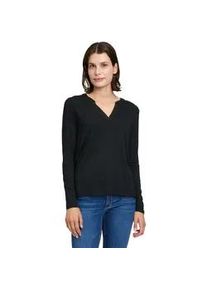 Kurzarmshirt Betty Barclay "Betty Barclay Blusenshirt mit Kragen" Gr. 46, schwarz Damen Shirts Aufgesteppte Bänder