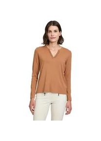 Kurzarmshirt Betty Barclay "Betty Barclay Blusenshirt mit Kragen" Gr. 42, braun (thrush) Damen Shirts Aufgesteppte Bänder