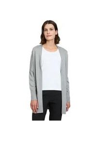 Strickjacke Betty Barclay "Betty Barclay Feinstrickjacke mit Lurexkanten" Gr. 38, grau (grau melange) Damen Strickjacken Taschen