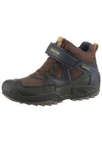 Winterstiefel Geox "J NEW SAVAGE BOY B ABX" Gr. 26, braun (braun, navy) Kinder Schuhe Trekkingboots, Winterstiefel, Kindergartenschuh mit Warmfutter