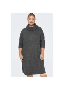 Strickkleid Only CARMAKOMA "CARJANA L/S COWLNCK DRESS WOOL KNT" Gr. S (42/44), N-Gr, grau (dunkelgrau melange) Damen Kleider