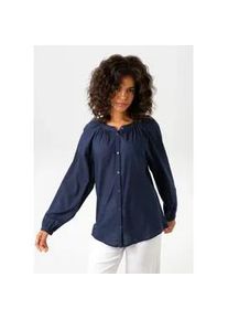 Langarmbluse Aniston CASUAL Gr. 46, blau (marine) Damen Blusen aus strukturierter Baumwolle - NEUE KOLLEKTION