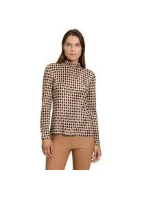 Kurzarmshirt Betty Barclay "Betty Barclay Rollkragenshirt langarm" Gr. 44, beige (beige, schwarz) Damen Shirts Muster