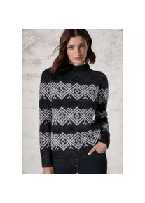 Strickpullover Cecil Gr. L (42), grau (deep charcoal grau) Damen Pullover mit grafischem Muster