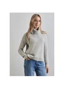 Rollkragenpullover Street One Gr. 36, erdgrau meliert Damen Pullover aus elastischem Materialmix