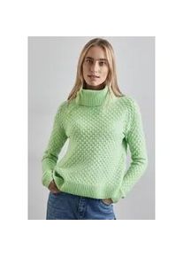 Rollkragenpullover Street One Gr. 38, gleam grün meliert Damen Pullover aus elastischem Materialmix