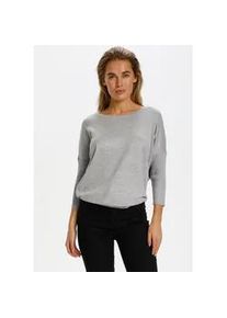 Rundhalspullover SAINT TROPEZ "MilaSZ A2561" Gr. M (38), grau (pearl mel ange) Damen Pullover -edler Materialmix in NEW COLORS