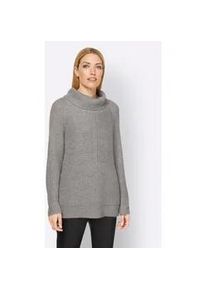 Rollkragenpullover Heine "Pullover" Gr. 48, grau (grau, meliert) Damen Pullover