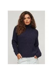 Strickpullover Superdry "Slouchy Stitch Roll Neck Knit" Gr. XS, blau (navy marl) Damen Pullover