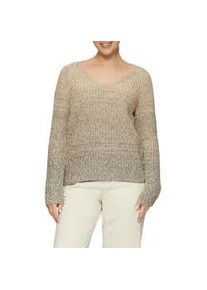 Strickpullover s.Oliver Gr. 42, beige Damen Pullover mit V-Ausschnitt