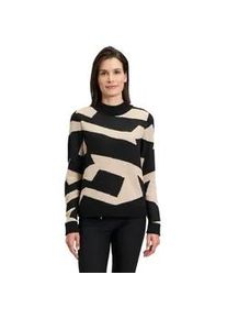 Strickpullover Betty Barclay "Betty Barclay mit Jacquard" Gr. 38, beige (schwarz, beige) Damen Pullover Kragen