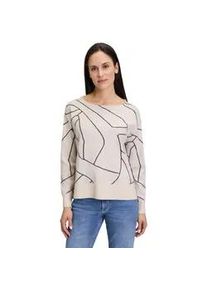 Strickpullover Betty Barclay "Betty Barclay mit Jacquard" Gr. 38, patch beige, grau Damen Pullover Jacquard