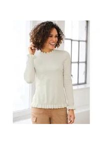 Stehkragenpullover Heine "Pullover" Gr. 42, beige (ecru) Damen Pullover