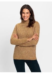 Inspirationen Damen Strickpullover "Pullover", gelb, Gr. 38, meliert, gemustert, mehrfarbig, 43% Polyester, 42% Polyacryl, 11% Polyamid, 4% Wolle,