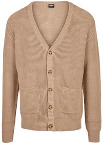 Urban Classics Herren Strickfleecejacke "Urban Classics Herren Boxy Cardigan", beige, klassisch, Gr. M, unifarben, 50% Baumwolle, 50% Polyacryl,