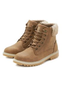 Lascana Damen Stiefelette, Gr. 40, braun, Obermaterial: 92% Lederimitat, 8% Textilmaterial. Futter: 100% Polyester. Decksohle: 100% Polyester.
