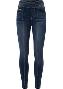 Freddy Damen Leggings "NOW SKINNY YOGA", blau, Gr. XS, Web, Obermaterial: 84% Baumwolle, 16% Elasthan, Hosen, mit Lifting & Shaping Effekt
