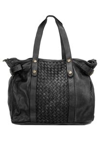 Samantha Look Damen Shopper, schwarz, Leder, vintage, Taschen, echt Leder, Made in Italy