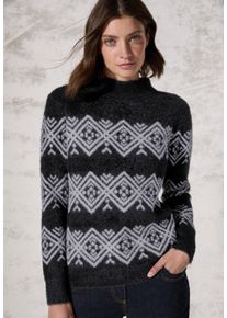 Cecil Damen Strickpullover, grau, casual, Gr. L, gemustert, Stoff, Web, 83% Polyester, 17% Baumwolle, Pullover, mit grafischem Muster