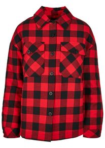 Urban Classics Damen Allwetterjacke "Urban Classics Damen Ladies Flanell Padded Overshirt", schwarz, klassisch, Gr. S, mehrfarbig, 100% Baumwolle,