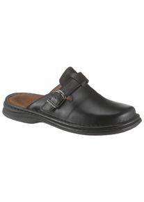 Josef Seibel Herren Clog "Madrid", Gr. 40, schwarz, Leder, unifarben, sportlich, Schuhe, Sommerschuh, Schlappen, Urlaub, mit verstellbarer Schnalle