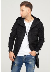 behype Herren Strickjacke "ELIJA", schwarz, casual, Gr. S, unifarben, 100% Polyacryl, Strickjacken, mit gemütlicher Kapuze