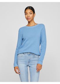 Vila Damen Rundhalspullover "VIDALO O-NECK L/S KNIT TOP- NOOS", blau, modisch, Gr. XL, unifarben, Feinstrick, Obermaterial: 100% Baumwolle, Pullover