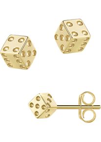Firetti Damen Paar Ohrstecker "Schmuck Geschenk Silber 925 Ohrschmuck Ohrringe Würfel", Silber 925 (Sterlingsilber), gold, Silber 925