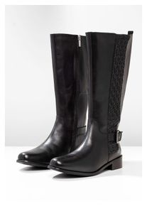 sheego Damen Weitschaftstiefel "Große Größen", Gr. 39, schwarz, Obermaterial: 100% Leder, klassisch, Schuhe, aus glattem und strukturiertem Rindsleder