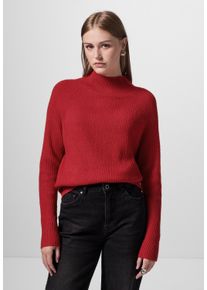 Damen Strickpullover, rot, casual, Gr. 42, STREET ONE STUDIO, unifarben, Web, 37% Baumwolle, 34% Polyacryl, 26% Polyester, 3% Elasthan, Pullover, mit