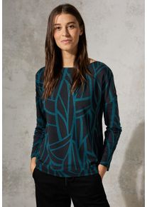 Cecil Damen Langarmshirt, schwarz, casual, Gr. XXL, gemustert, Web, Stoff, 48% Baumwolle, 48% Modal, 4% Elasthan, Shirts, mit grafischem Muster